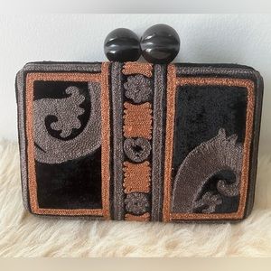 Anthropologie Maliparmi Velvet Carpet Box Clutch Black - NWT